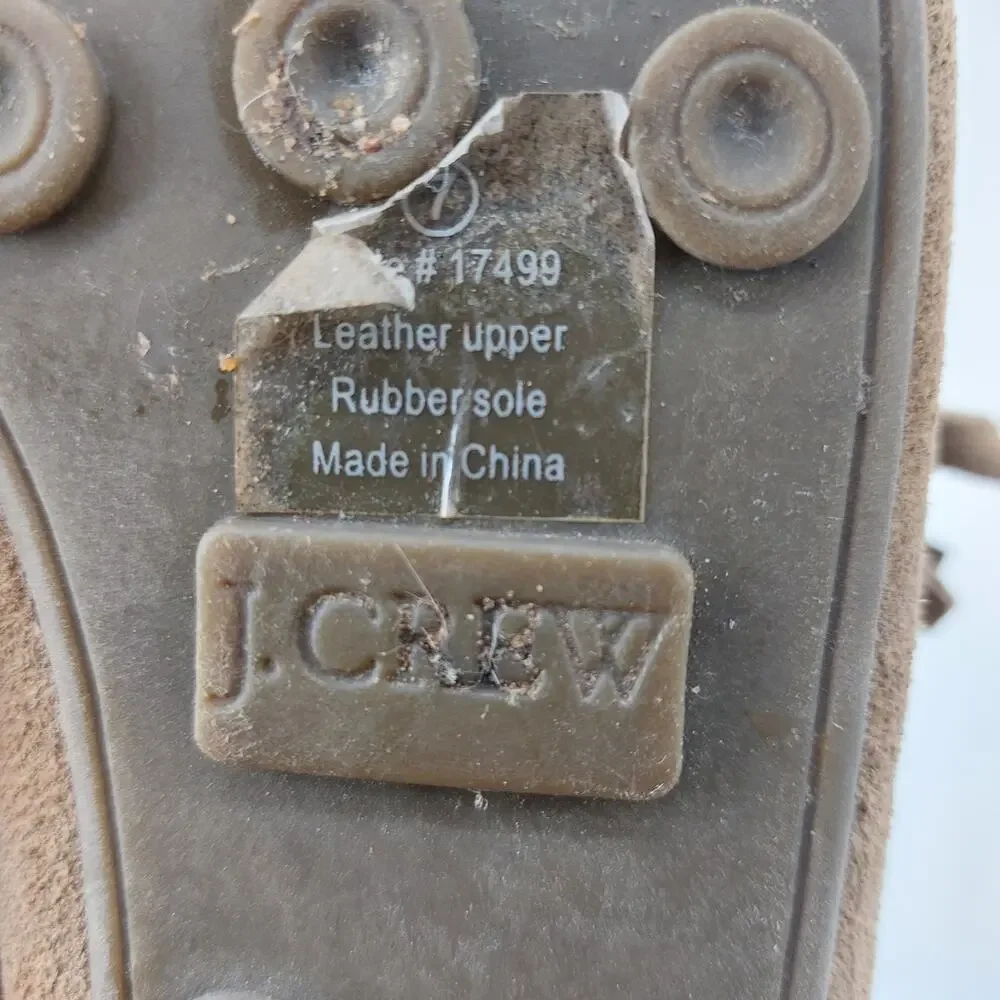 J Crew Moccasins Womens Size 7 Tan Suede Leather Tassel Fringe Boho